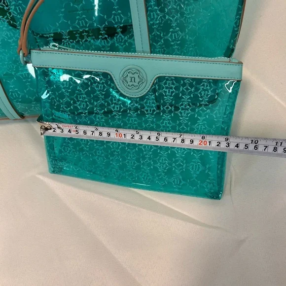 Nanette Lepore Maxine clear vinyl tote‎ with wristlet pouch aquatic blue color - Picture 5 of 13